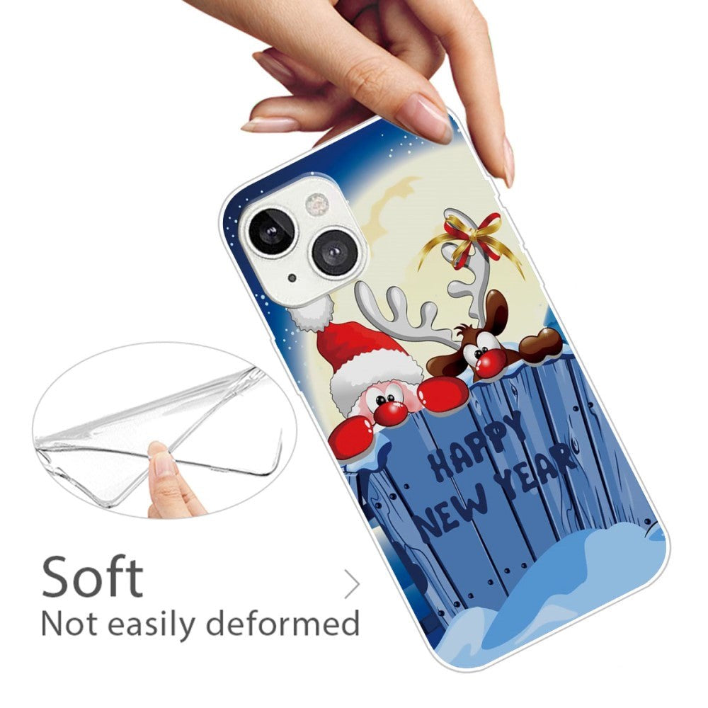 iPhone 14 Plus Fleksibelt Plast Jule Bagside Cover - Godt Nytår