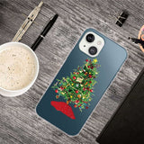 iPhone 14 Plus Fleksibelt Plast Jule Bagside Cover - Pyntet Juletræ