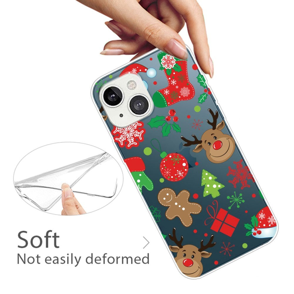 iPhone 14 Plus Fleksibelt Plast Jule Bagside Cover - Juledekorationer