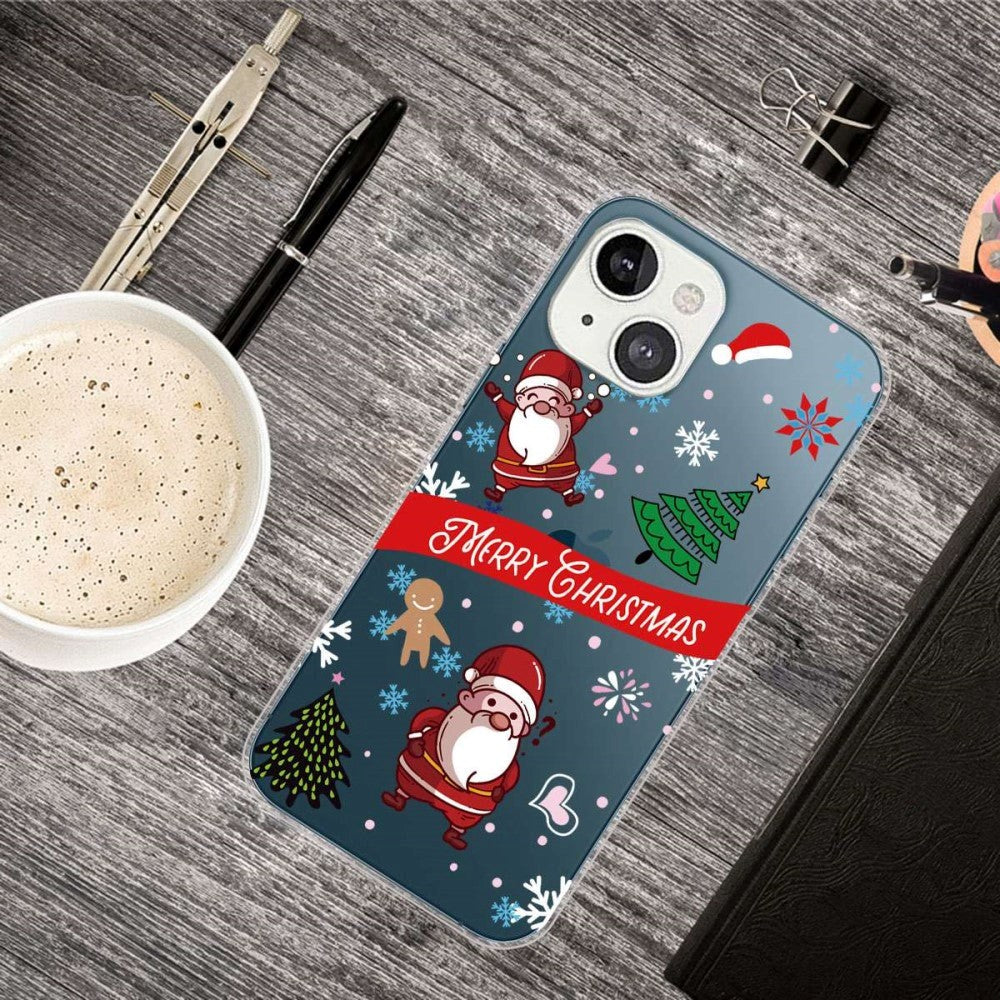 iPhone 14 Plus Fleksibelt Plast Jule Bagside Cover - To Julemænd