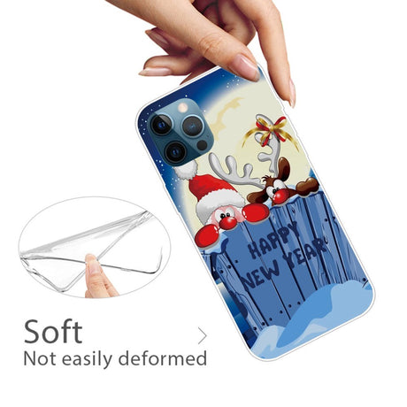 iPhone 14 Pro Fleksibelt Plast Jule Bagside Cover - Godt Nytår