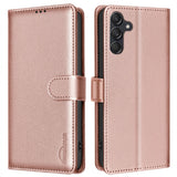 BINFEN Samsung Galaxy A26 (5G) Imiteret Læder Flip Cover m. RFID Blokering & Kortholder - Rose Gold