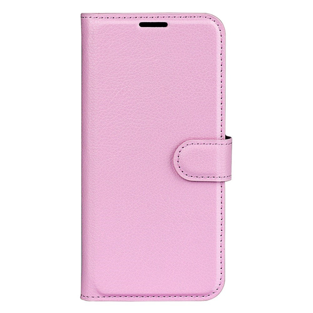 EIDERWOOD OnePlus 13 Stødresistent Læder Wallet Cover med Litchi Tekstur - Lyserød