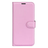 EIDERWOOD OnePlus 13 Stødresistent Læder Wallet Cover med Litchi Tekstur - Lyserød