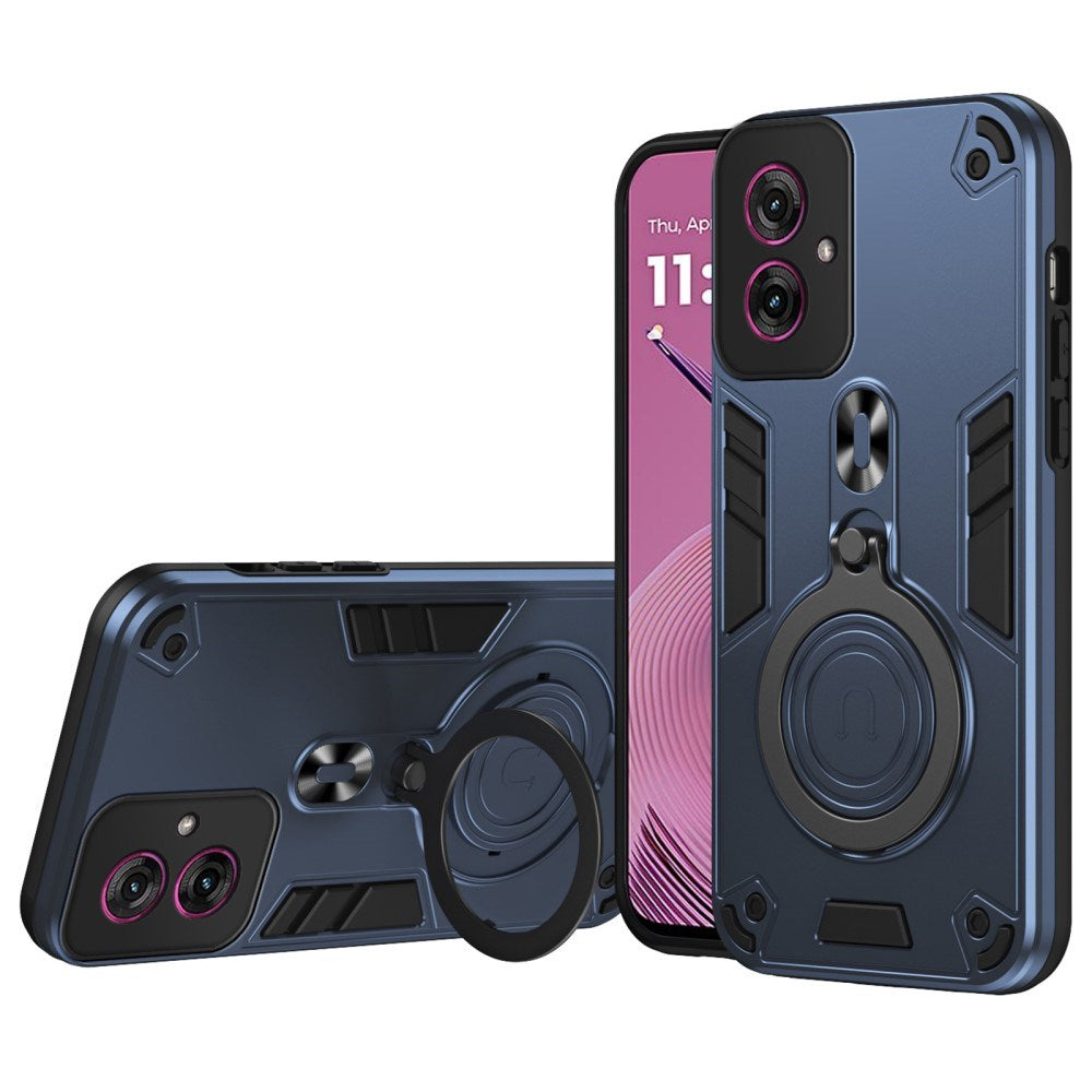 Motorola Moto G55 - EIDERWOOD Hybrid Håndværker Cover m. Roterende Kickstand - Blå