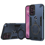 Motorola Moto G55 - EIDERWOOD Hybrid Håndværker Cover m. Roterende Kickstand - Blå