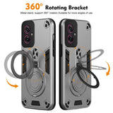 Motorola Moto G55 - EIDERWOOD Hybrid Håndværker Cover m. Roterende Kickstand - Sølv