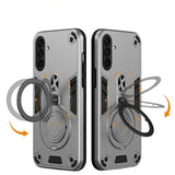 EIDERWOOD Samsung Galaxy A36 (5G) Hybrid Bagside Cover m. 360 Grader Roterbar Kickstand - MagSafe Kompatibel - Sølv