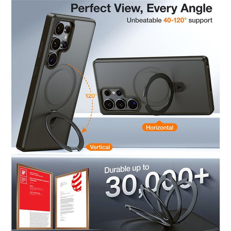 Samsung Galaxy S25 Ultra - TORRAS Guardian Ostand Hybrid Cover - Kickstand - MagSafe Kompatibel - Sort