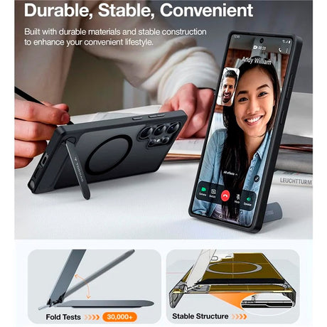 TORRAS - Samsung Galaxy S25 Ultra - Hybrid Cover m. Ståfunktion - MagSafe Kompatibel - Sort