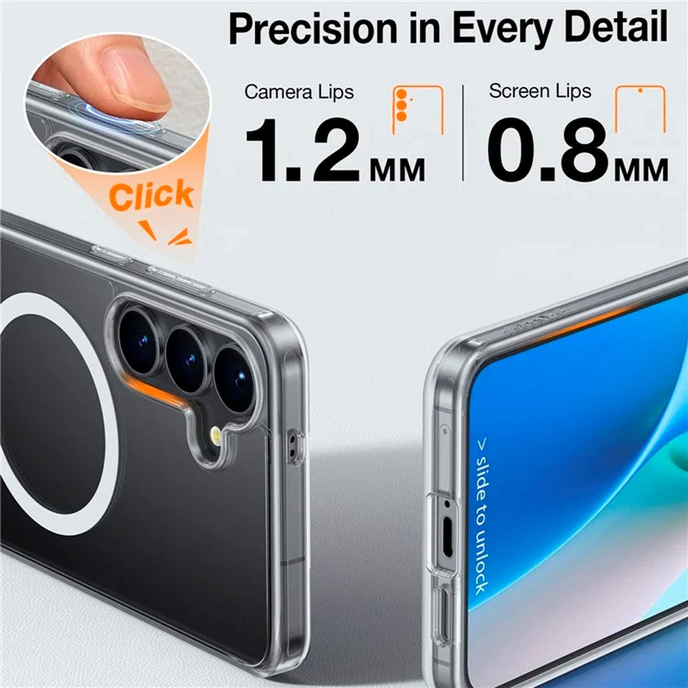 TORRAS - Samsung Galaxy S25+ (Plus) - Hybrid Cover m. Ståfunktion - MagSafe Kompatibel - Gennemsigtig