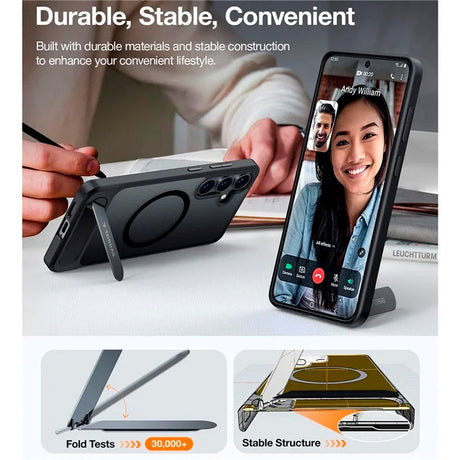 TORRAS - Samsung Galaxy S25 - Hybrid Cover m. Ståfunktion - MagSafe Kompatibel - Sort
