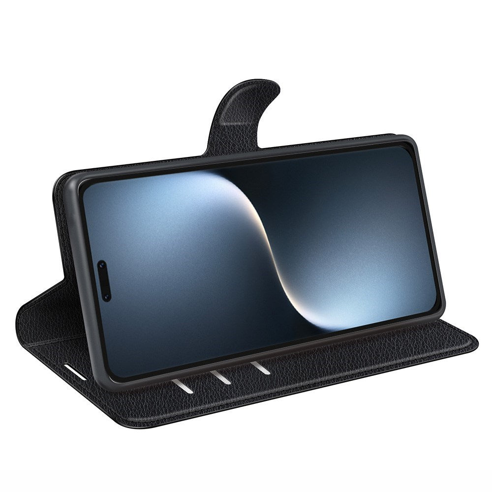 Honor Magic7 Pro - EIDERWOOD Kunstlæder Flip Cover m. Kortholder & Ståfunktion - Sort