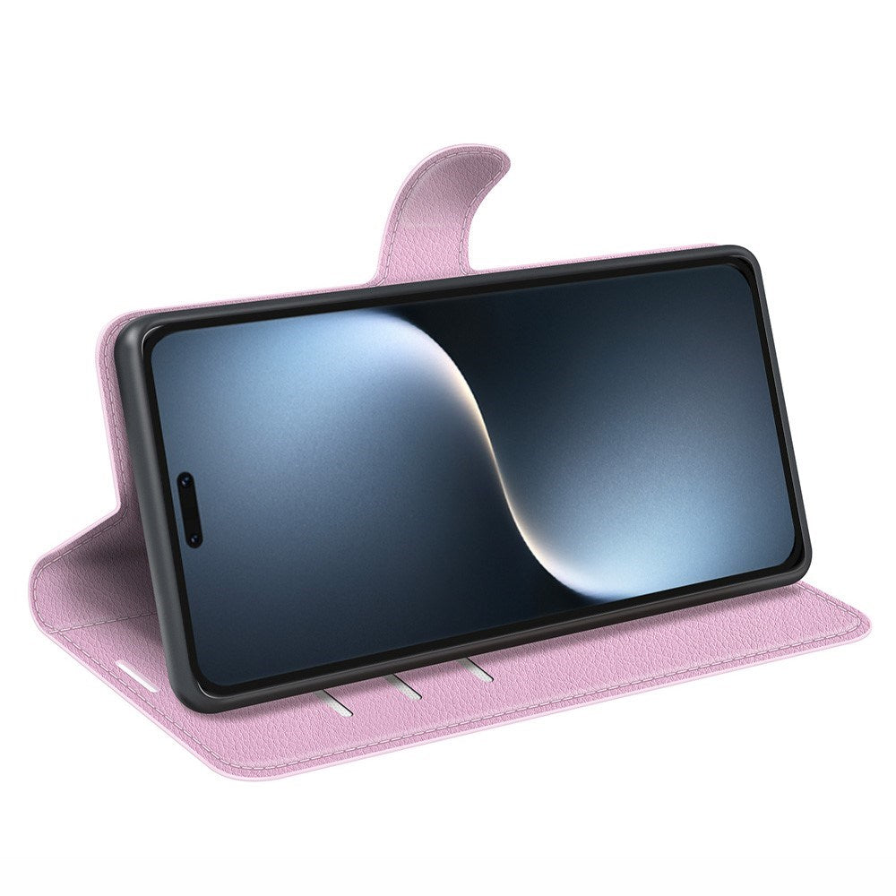 Honor Magic7 Pro - EIDERWOOD Kunstlæder Flip Cover m. Kortholder & Ståfunktion - Lyserød