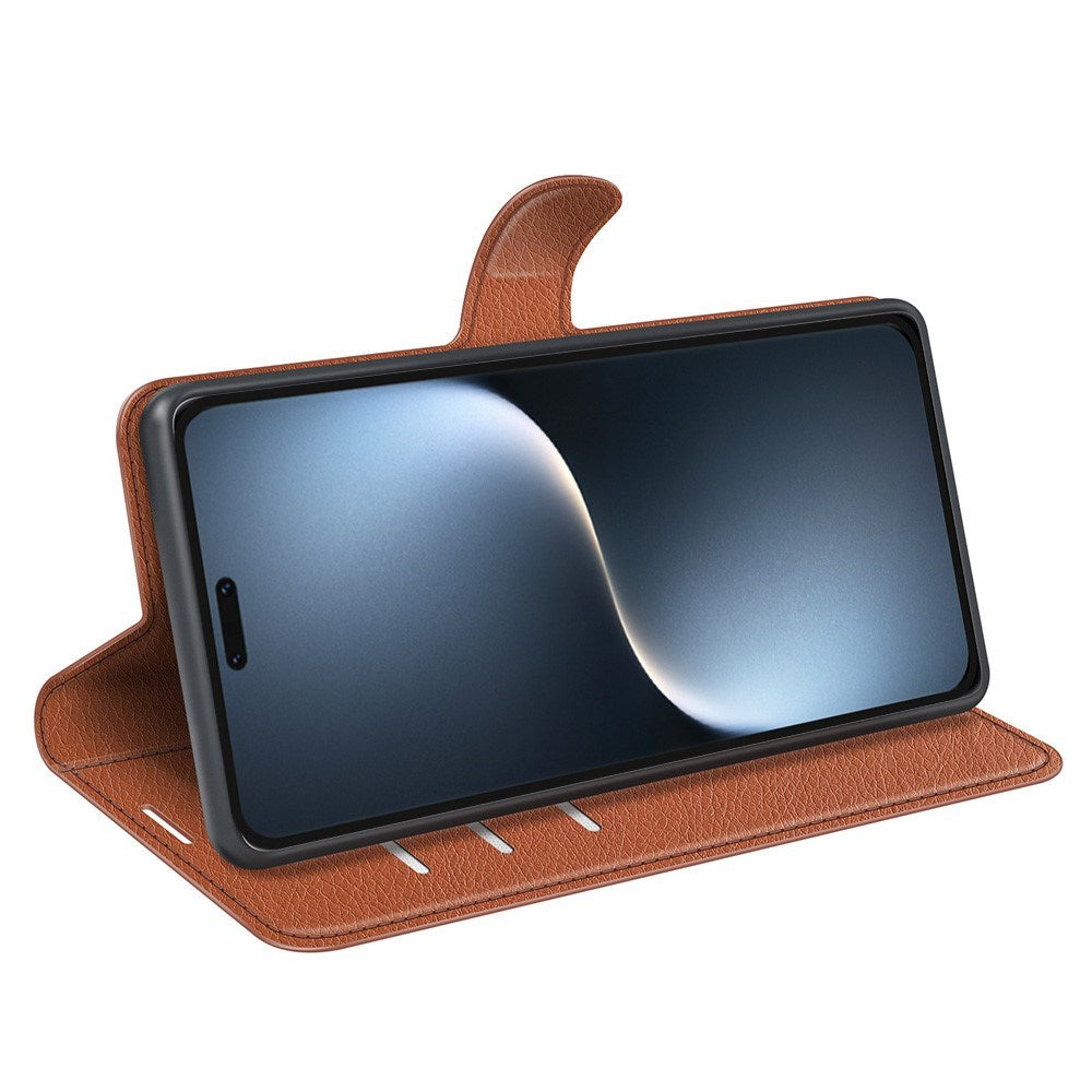 Honor Magic7 Pro - EIDERWOOD Kunstlæder Flip Cover m. Kortholder & Ståfunktion - Brun