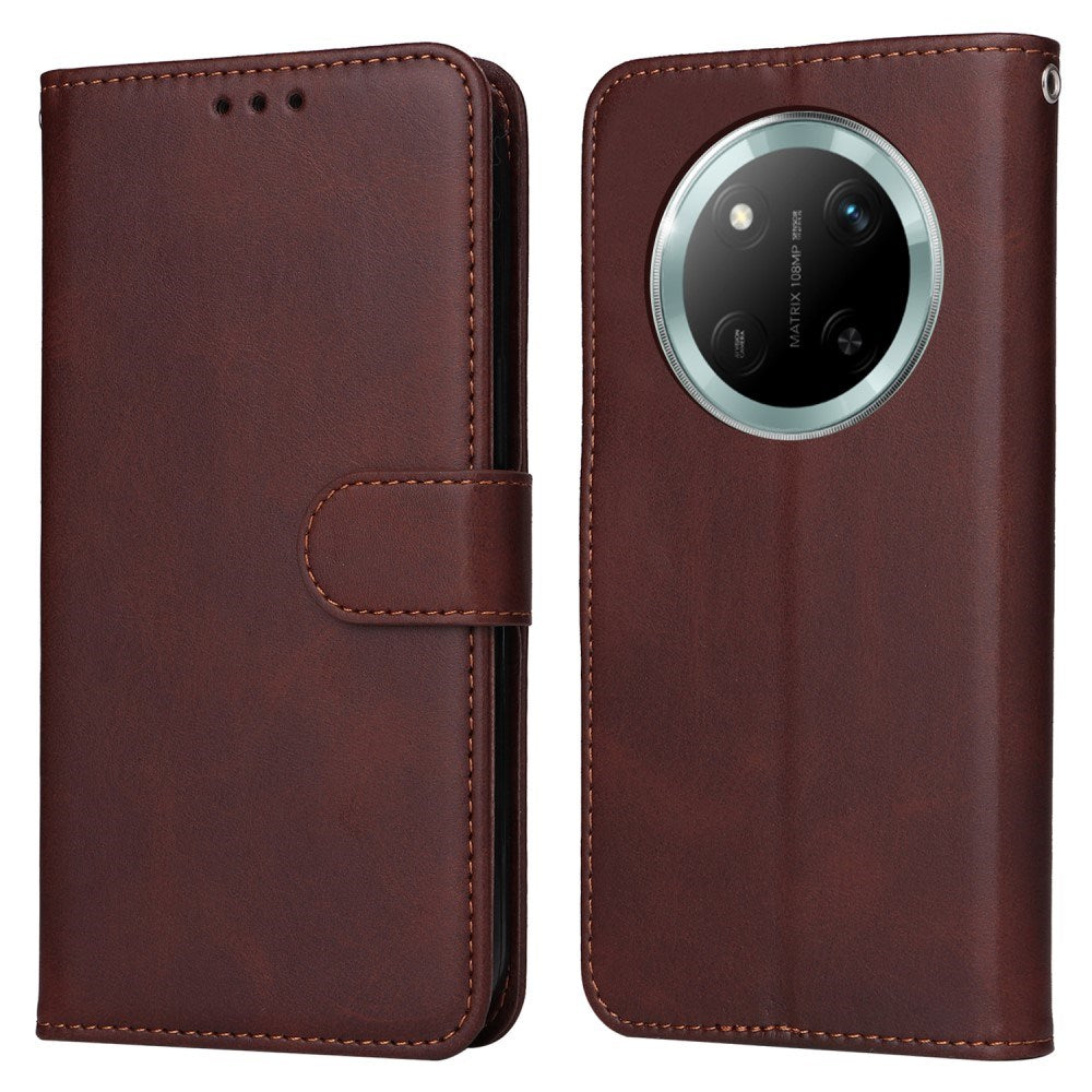 Honor Magic7 Lite - EIDERWOOD Kunstlæder Flip Cover m. Strop - Brun