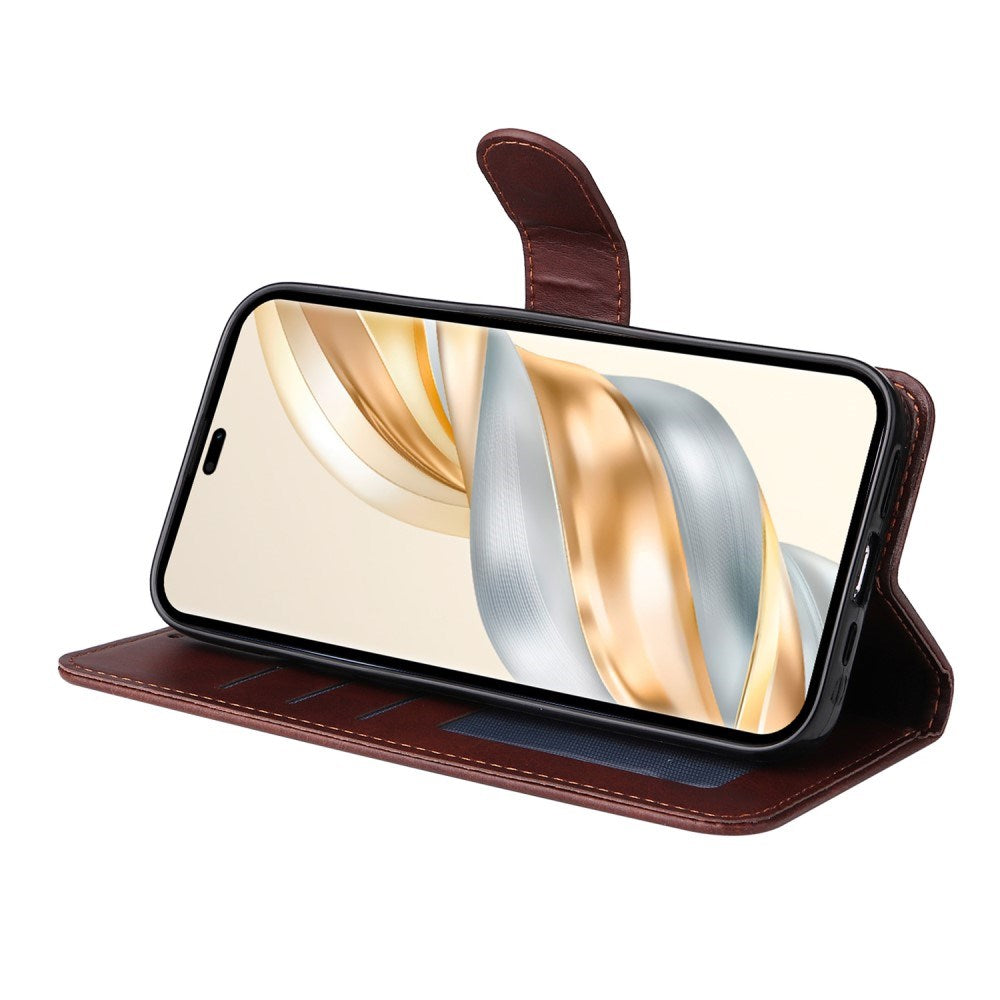 Honor Magic7 Lite - EIDERWOOD Kunstlæder Flip Cover m. Strop - Brun