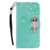 Samsung Galaxy S25 - EIDERWOOD Kunstlæder Flip Cover m. Uglemotiv - Turkis