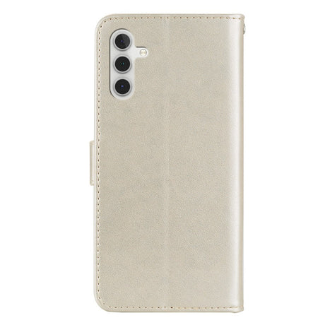 Samsung Galaxy S25 - EIDERWOOD Kunstlæder Flip Cover m. Uglemotiv - Guld