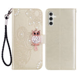 Samsung Galaxy S25+ (Plus) - EIDERWOOD Kunstlæder Flip Cover m. Uglemotiv - Guld