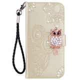 Samsung Galaxy S25 Ultra - EIDERWOOD Kunstlæder Flip Cover m. Uglemotiv - Guld