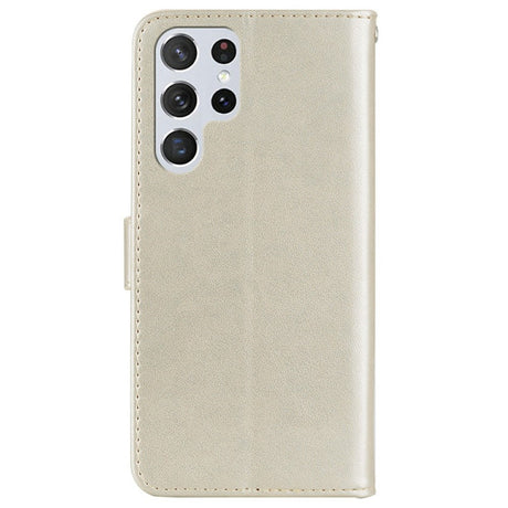 Samsung Galaxy S25 Ultra - EIDERWOOD Kunstlæder Flip Cover m. Uglemotiv - Guld