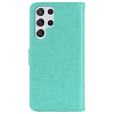 Samsung Galaxy S25 Ultra - EIDERWOOD Kunstlæder Flip Cover m. Uglemotiv - Turkis