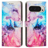 Google Pixel 10 Pro XL / 9 Pro XL - EIDERWOOD Marmormønstret Kunstlæder Flip Cover m. Strop - Lyserød / Lilla