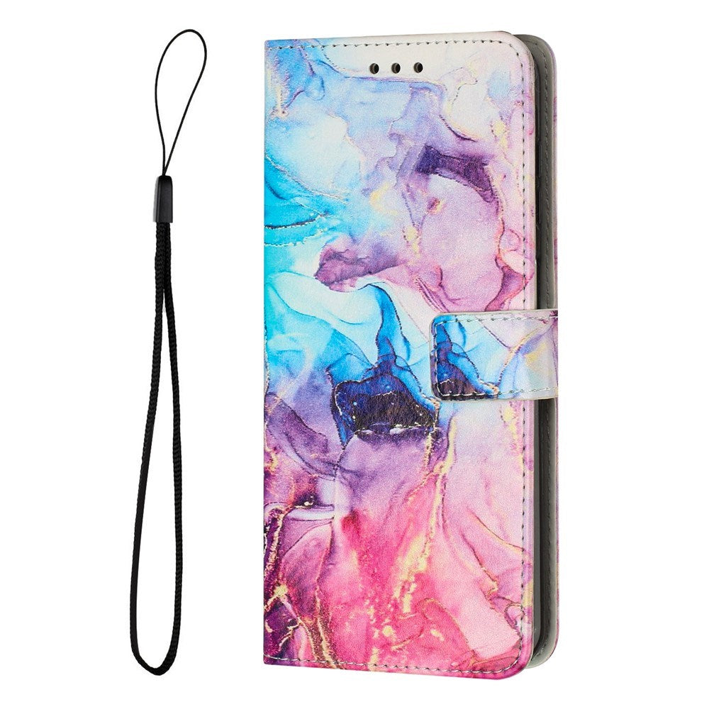 Google Pixel 10 Pro XL / 9 Pro XL - EIDERWOOD Marmormønstret Kunstlæder Flip Cover m. Strop - Lyserød / Lilla
