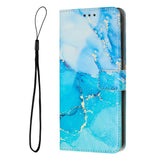 Google Pixel 10 Pro XL / 9 Pro XL - EIDERWOOD Marmormønstret Kunstlæder Flip Cover m. Strop - Blå