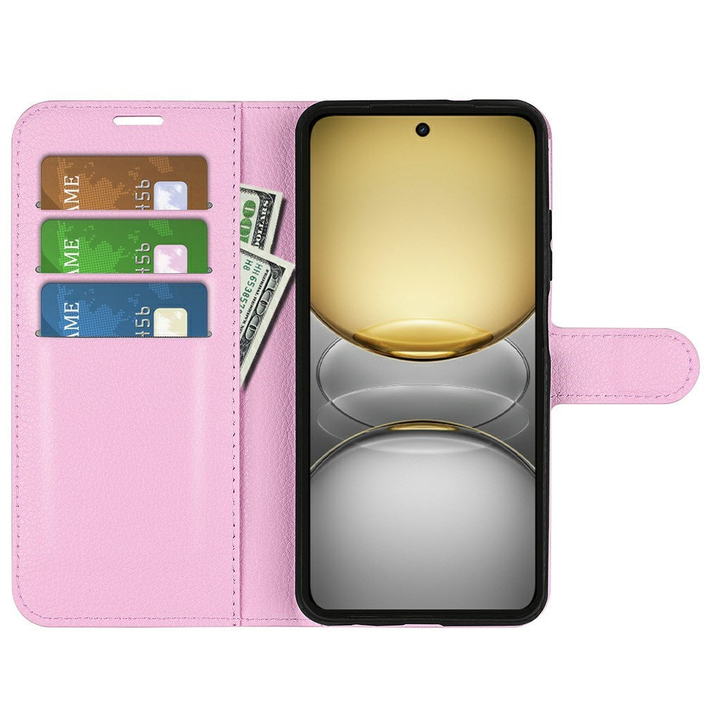 Realme C75 - EIDERWOOD Kunstlæder Flip Cover m. Kortholder & Ståfunktion - Lyserød