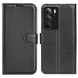 Realme C75 - EIDERWOOD Kunstlæder Flip Cover m. Kortholder & Ståfunktion - Sort