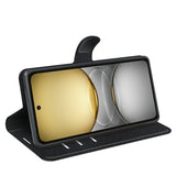 Realme C75 - EIDERWOOD Kunstlæder Flip Cover m. Kortholder & Ståfunktion - Sort