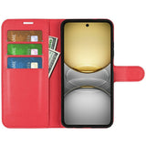 Realme C75 - EIDERWOOD Kunstlæder Flip Cover m. Kortholder & Ståfunktion - Rød
