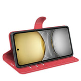 Realme C75 - EIDERWOOD Kunstlæder Flip Cover m. Kortholder & Ståfunktion - Rød