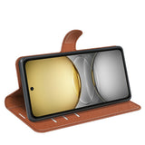 Realme C75 - EIDERWOOD Kunstlæder Flip Cover m. Kortholder & Ståfunktion - Brun