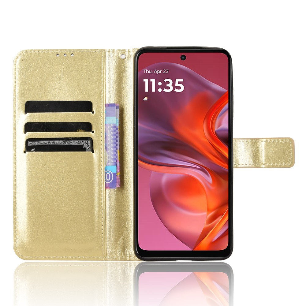 Motorola Moto G05 / E15 - EIDERWOOD Kunstlæder Flip Cover m. Strop - Guld