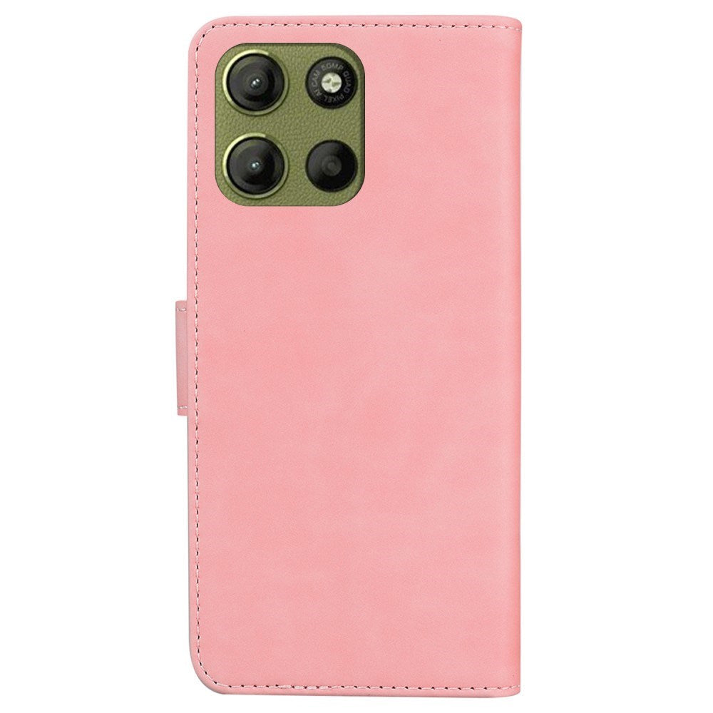Motorola Moto G17 Power / G17 / G15 - EIDERWOOD Kunstlæder Flip Cover m. Kortholder & Ståfunktion - Lyserød