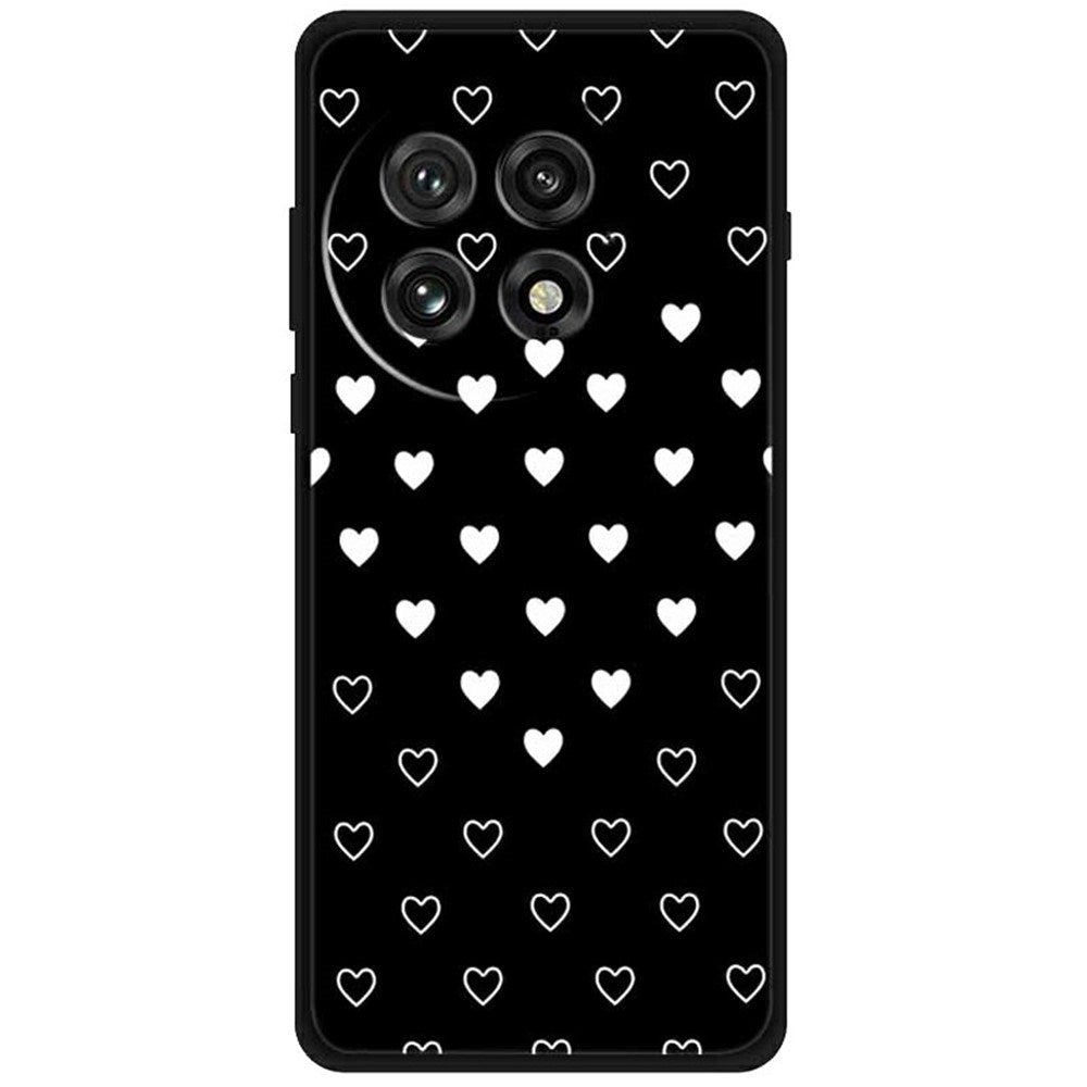 EIDERWOOD OnePlus 13 Fleksibelt Plastik Bagside Cover m. Motiv - Sort / Hjerter