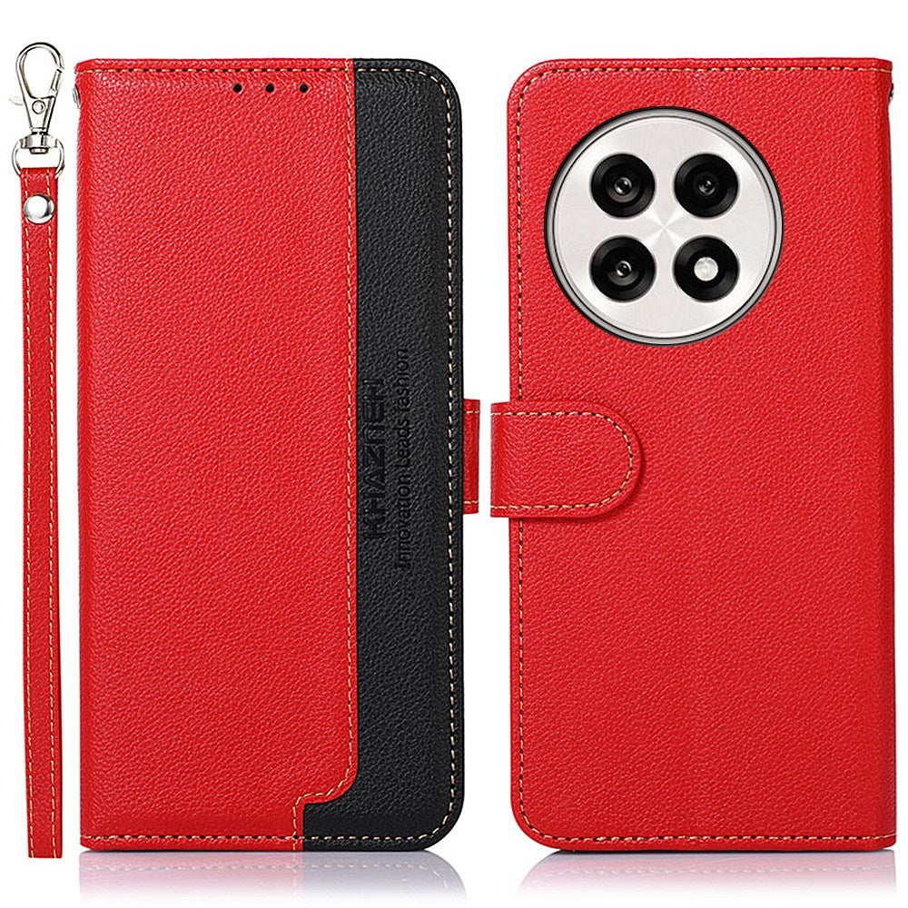 OnePlus 13R Wallet Cover i Kunstlæder med Strop - Rød