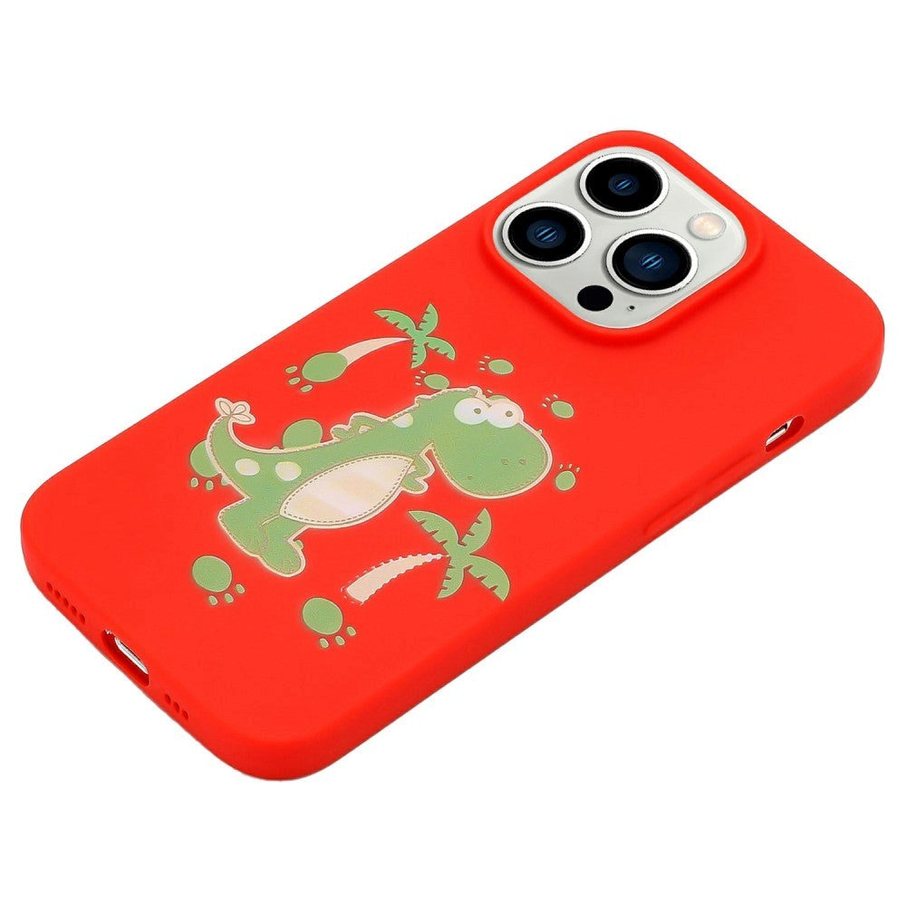 iPhone 14 Pro Fleksibelt Plast Bagside Cover - Dinosaur