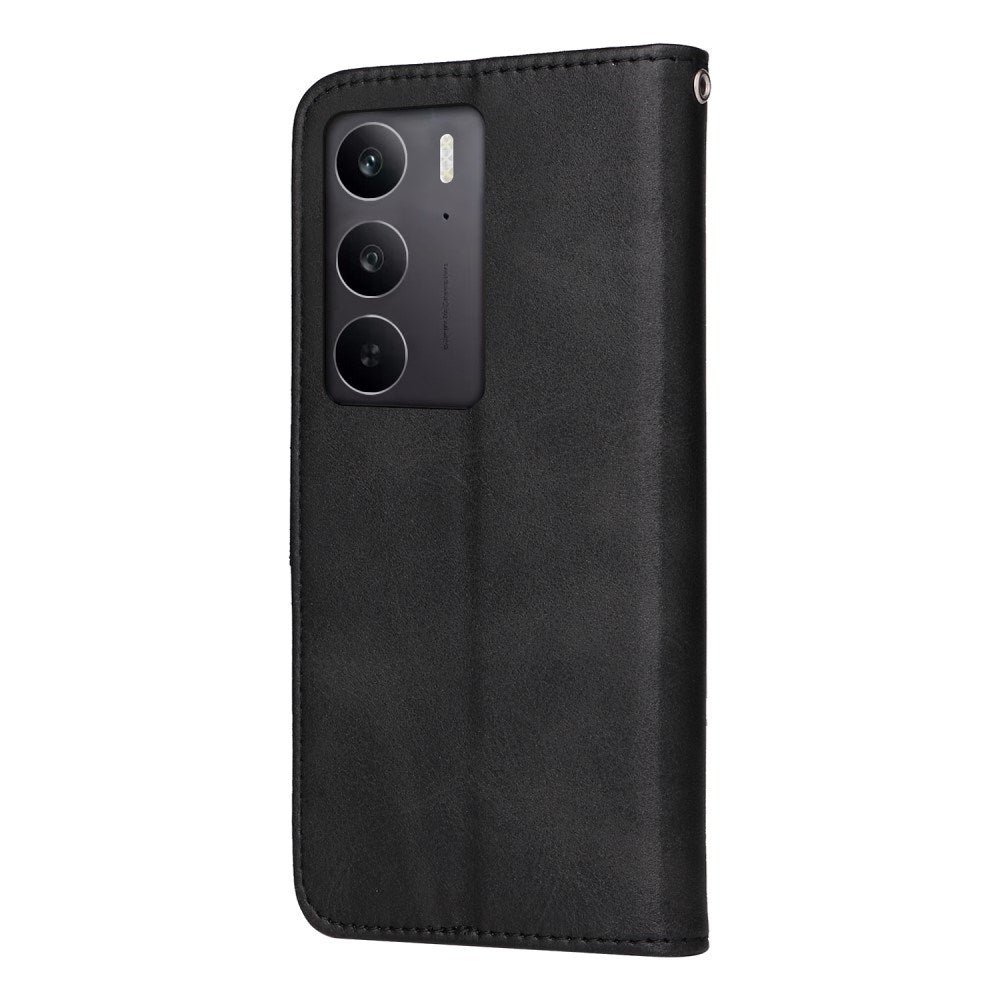 Realme 14X (5G) / C75 - EIDERWOOD Kunstlæder Flip Cover m. Strop - Sort