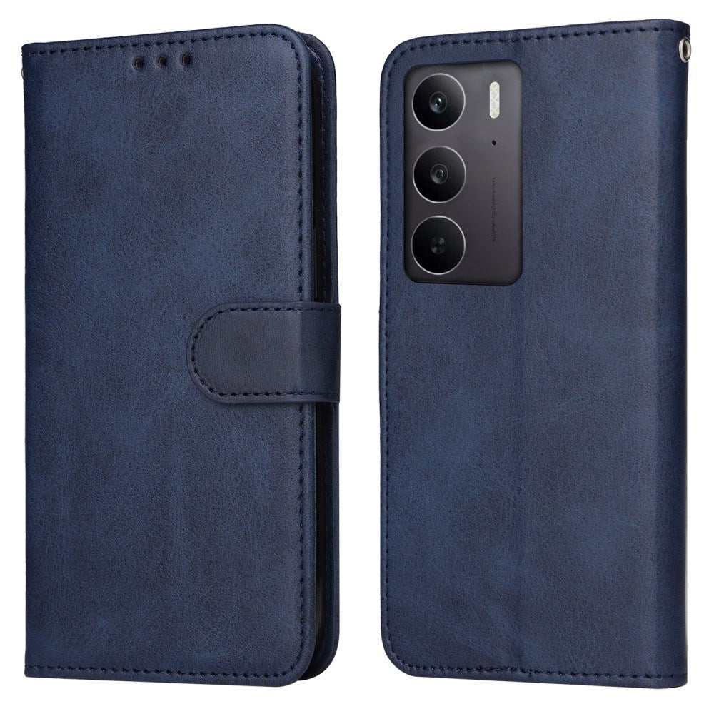 Realme 14X (5G) / C75 - EIDERWOOD Kunstlæder Flip Cover m. Strop - Blå