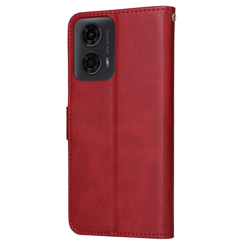 Motorola Moto E14 (4G) / G04 (4G) / G04s (4G) / G24 (4G) - EIDERWOOD Kunstlæder Flip Cover m. Strop - Rød