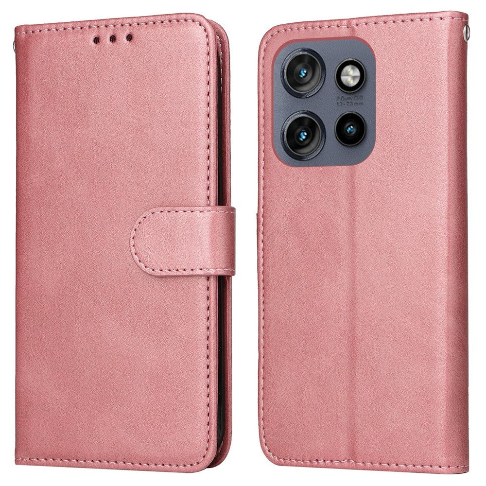 Motorola Edge 60 Neo / 50 Neo / ThinkPhone 25 EIDERWOOD Kunstlæder Flip Cover - Strop - BrunLyserød