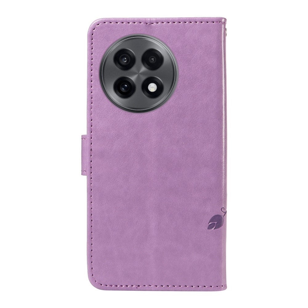 EIDERWOOD OnePlus 13R Flipcover med Indgraveret Motiv - inkl. Kortholder - Ståfunktion - Håndledsrem - Lilla