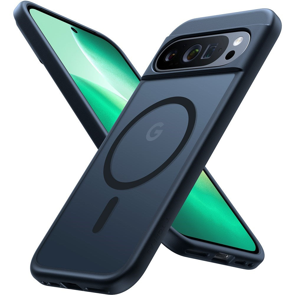 TORRAS Google Pixel 9 Pro XL Mat Mobil Cover - MagSafe Kompatibel - Gennemsigtig / Mørkeblå