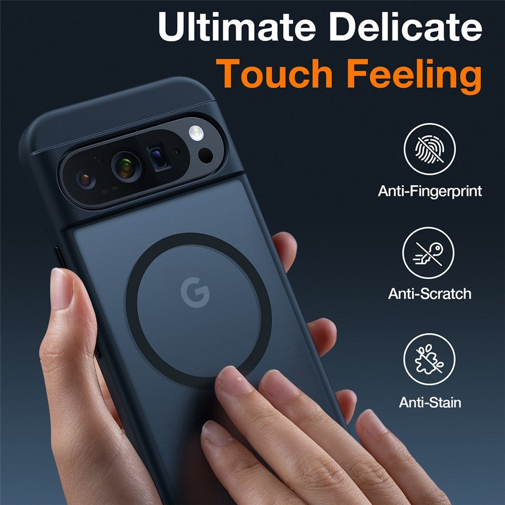 TORRAS Google Pixel 9 Pro XL Mat Mobil Cover - MagSafe Kompatibel - Gennemsigtig / Mørkeblå