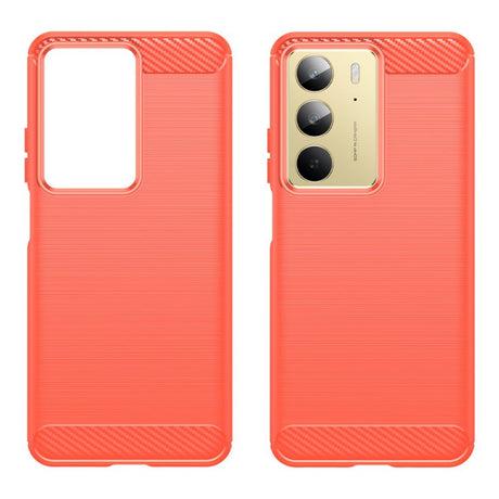 Realme C75 - EIDERWOOD Brushed Carbon Fiber Fleksibelt Plastik Cover - Rød