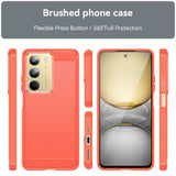 Realme C75 - EIDERWOOD Brushed Carbon Fiber Fleksibelt Plastik Cover - Rød